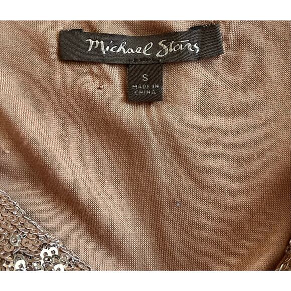 MICHAEL STARS Sequined Nude Top- Super Fun! - Picture 5 of 5